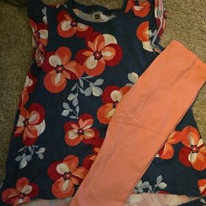 TEA Floral Top and Pink Leggings Set